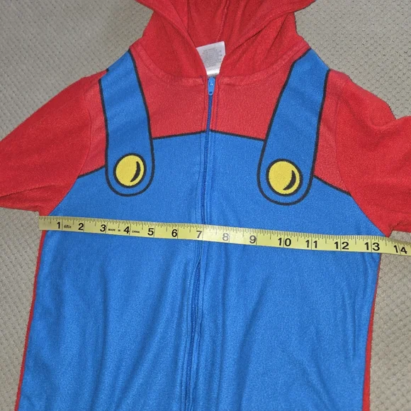 Super Mario youth XS 4/5 one piece zip up onesie hooded sleepwear pj costume - Picture 3 of 10